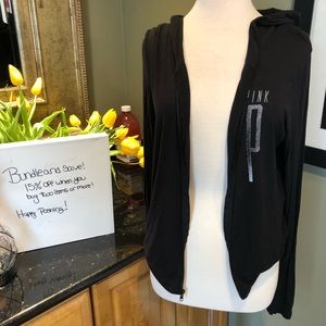 PINK zip up hoodie in black